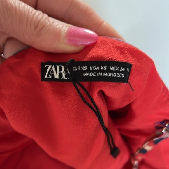 NWOT Zara Women's Red Floral Crop  Ruffled Top with spaghetti Straps - Picture 6 of 10